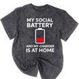 Social Battery Low Charger At Home Antisocial Introvert Mineral Wash Tshirts Mineral Black
