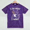 Antisocial Introvert Cat Coffee Sarcastic Attitudes Graphic Mineral Wash Tshirts Mineral Purple