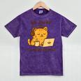 Go Away I'm Introverting Cozy Cat With Laptop And Coffee Mineral Wash Tshirts Mineral Purple