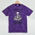 Introvert Read Spicy Books Lover Bookworm Skeleton Reading Mineral Wash Tshirts Mineral Purple