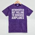 Introverted But Willing To Discuss Airplanes Aviation Premium Tri-Blend Mineral Wash Tshirts Mineral Purple