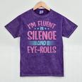 Introverts I'm Fluent In Silence And Eye-Rolls Mineral Wash Tshirts Mineral Purple