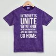 Introverts Unite We'Re Here We'Re Uncomfortable Mineral Wash Tshirts Mineral Purple Introverts Unite We'Re Here We'Re Uncomfortable Mineral Wash Tshirts Mineral Purple