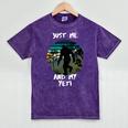Just Me And My Yeti Retro Sunset Mountain Hiking Introvert Mineral Wash Tshirts Mineral Purple