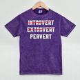 Sarcastic Introvert Extrover Pervert Men Women Mineral Wash Tshirts Mineral Purple