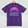 Secretly Bisexual Bi Introvert Bi Pride Antisocial LGBTQ Raglan Baseball Tee Mineral Wash Tshirts Mineral Purple