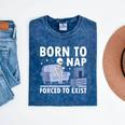 Born To Nap Forced To Exist Lazy Skeleton Couch Introverts Mineral Wash Tshirts Mineral Navy