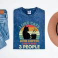 Cats Coffee & 3 People Tee Cute Font Introvert Humor Mineral Wash Tshirts Mineral Navy