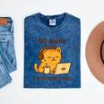 Go Away I'm Introverting Cozy Cat With Laptop And Coffee Mineral Wash Tshirts Mineral Navy