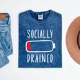 Introvert Socially Drained Battery Mineral Wash Tshirts Mineral Navy