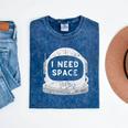 Introvert Space Helmet I Need Space Men Women Mineral Wash Tshirts Mineral Navy