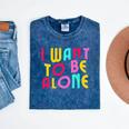 Introvert I Want To Be Alone Retro Wavy Mineral Wash Tshirts Mineral Navy