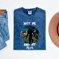 Just Me And My Yeti Retro Sunset Mountain Hiking Introvert Mineral Wash Tshirts Mineral Navy