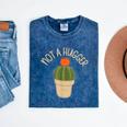 Kawaii Grumpy Cactus Not a Hugger Plant Introvert Mineral Wash Tshirts Mineral Navy