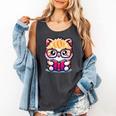 Adorable Book Lover Persian Cat With Reading Glasses Cute Comfort Colors Tank Top Pepper