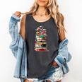 Book Stack With Flowers Reading Lover Bookish Comfort Colors Tank Top Pepper
