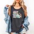 Cat On Books Pets Cats Reading Book Nerd Read Reader Bookcat Comfort Colors Tank Top Pepper