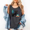 Cat Midcentury With Book And Coffee Atomic Age Mid Century Comfort Colors Tank Top Pepper