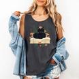 Cat On Open Book Mushrooms Ferns Dark Academia Comfort Colors Tank Top Pepper