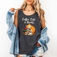 Coffee Cats & Books Lover For Women & Girls Coffee Comfort Colors Tank Top Pepper