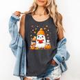 Cute Beanie Ghost Bookworm Cozy Book Reading Halloween Comfort Colors Tank Top Pepper