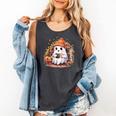 Cute Ghost Drinking Coffee Halloween Reading Book Retro Comfort Colors Tank Top Pepper