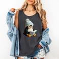 Cute Penguin Reading Book Faux-Crochet Print Comfort Colors Tank Top Pepper