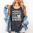 Easily Distracted By Cats And Books Reading Apparel Premium Tri-Blend Comfort Colors Tank Top Pepper