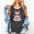 Ghost Reading Book Halloween Cat Lover Comfort Colors Tank Top Pepper