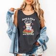 Just A Girl That Loves Cats And Books Cute Cat & Bookwork Comfort Colors Tank Top Pepper