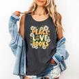 Peace Love Books Librarian Teacher Life Book Library Comfort Colors Tank Top Pepper