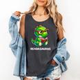 Readasaurus Reading Dinosaur Book Reader Bookworm Comfort Colors Tank Top Pepper