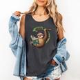 Sloth Reading a Book Lazy Sloth Bookworm Comfort Colors Tank Top Pepper