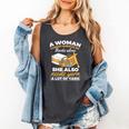 Woman Survives On Books Yarn Knitting Crochet Premium Tri-Blend Comfort Colors Tank Top Pepper