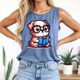 Adorable Book Lover Bulldog With Reading Glasses Cute Raglan Baseball Tee Comfort Colors Tank Top Blue Jean