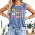 Apple Coquette Bow Books First Day Of School Back To School Comfort Colors Tank Top Blue Jean
