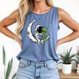 Astronaut Reading Book To Alien Moon Space Astronomy Comfort Colors Tank Top Blue Jean