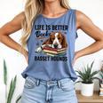 Basset Hound Dog Breed Life Is Better With Books And a For Men Women Girls Kids Comfort Colors Tank Top Blue Jean