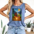 Bigfoot And Alien Reading Books Campfire Halloween Comfort Colors Tank Top Blue Jean