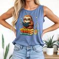 Book Lover Sloth Reading Bookish Library Read Books Be Kind Comfort Colors Tank Top Blue Jean