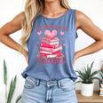 All Booked For Valentine Books Lover Teacher Floral Comfort Colors Tank Top Blue Jean