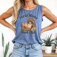 Bookish Feral Moms Book Club Raccoon Mother's Day Bookworm Comfort Colors Tank Top Blue Jean