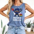 Books Ninja Read Reading Librarian Book Toddler Boys Kids Comfort Colors Tank Top Blue Jean