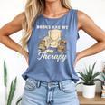 Books Are My Therapy Cozy Reading Chair Artwork Comfort Colors Tank Top Blue Jean