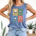 Books Yarn Coffee Repeat Crocheting Comfort Colors Tank Top Blue Jean