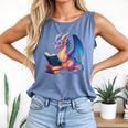 Bookworm Book Lover Women Girls Dragon Reading Comfort Colors Tank Top Blue Jean