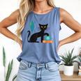 Cat Midcentury With Book And Coffee Atomic Age Mid Century Comfort Colors Tank Top Blue Jean