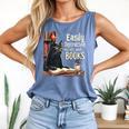 Cats And Books Book & Cat Lover Easily Distracted By Comfort Colors Tank Top Blue Jean