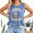 Cats And Books Read Reading Librarian Book Across America Comfort Colors Tank Top Blue Jean