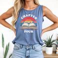 Chapter Four Book Reading 4th Birthday 4 Year Old Comfort Colors Tank Top Blue Jean